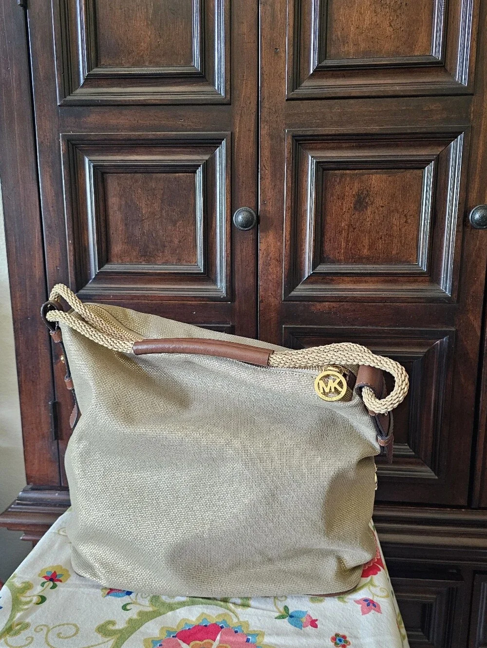 Michael Kors Metallic Gold Shoulder Hobo Bag